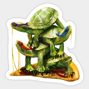 Heroes on an 8th slice - turtle tower! Sticker